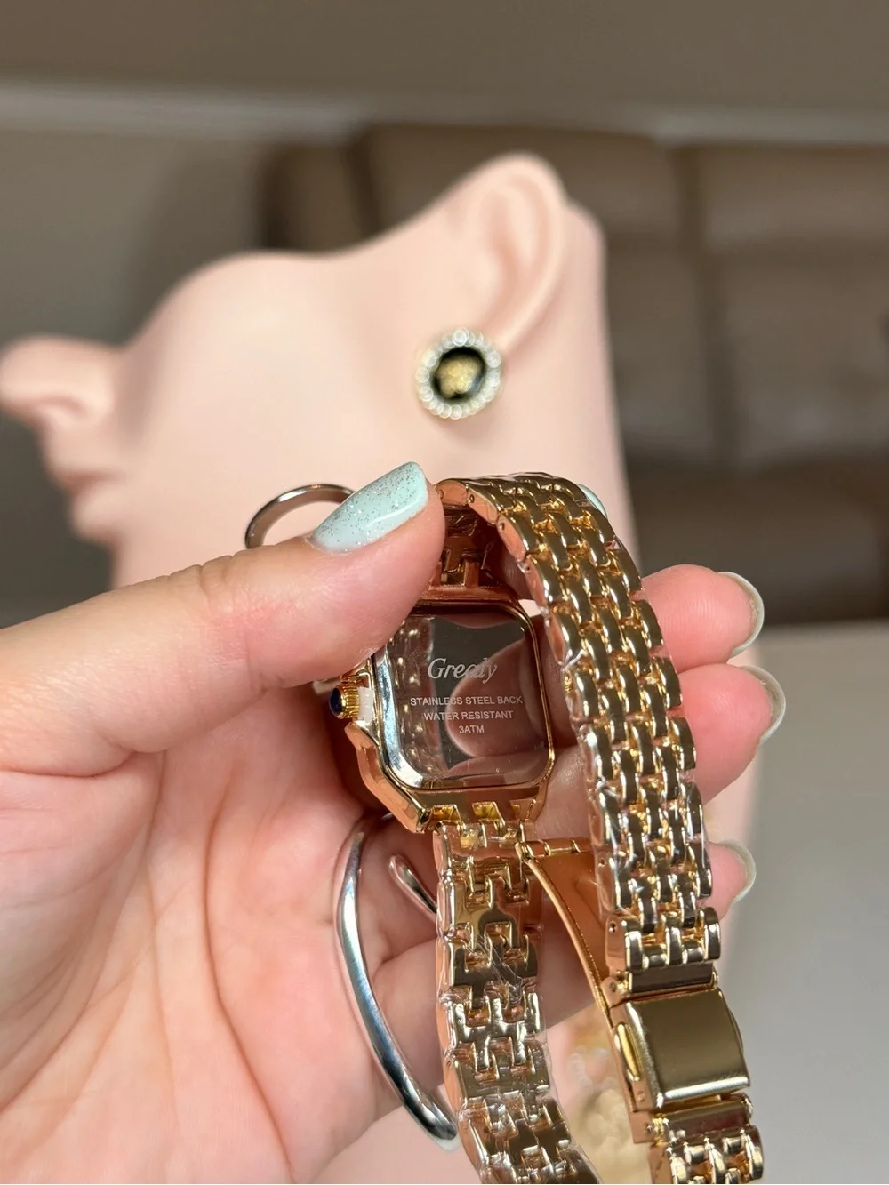 Gold Women's Watch with Crystals
